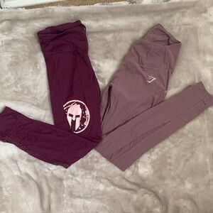 2 pairs of purple full length leggings